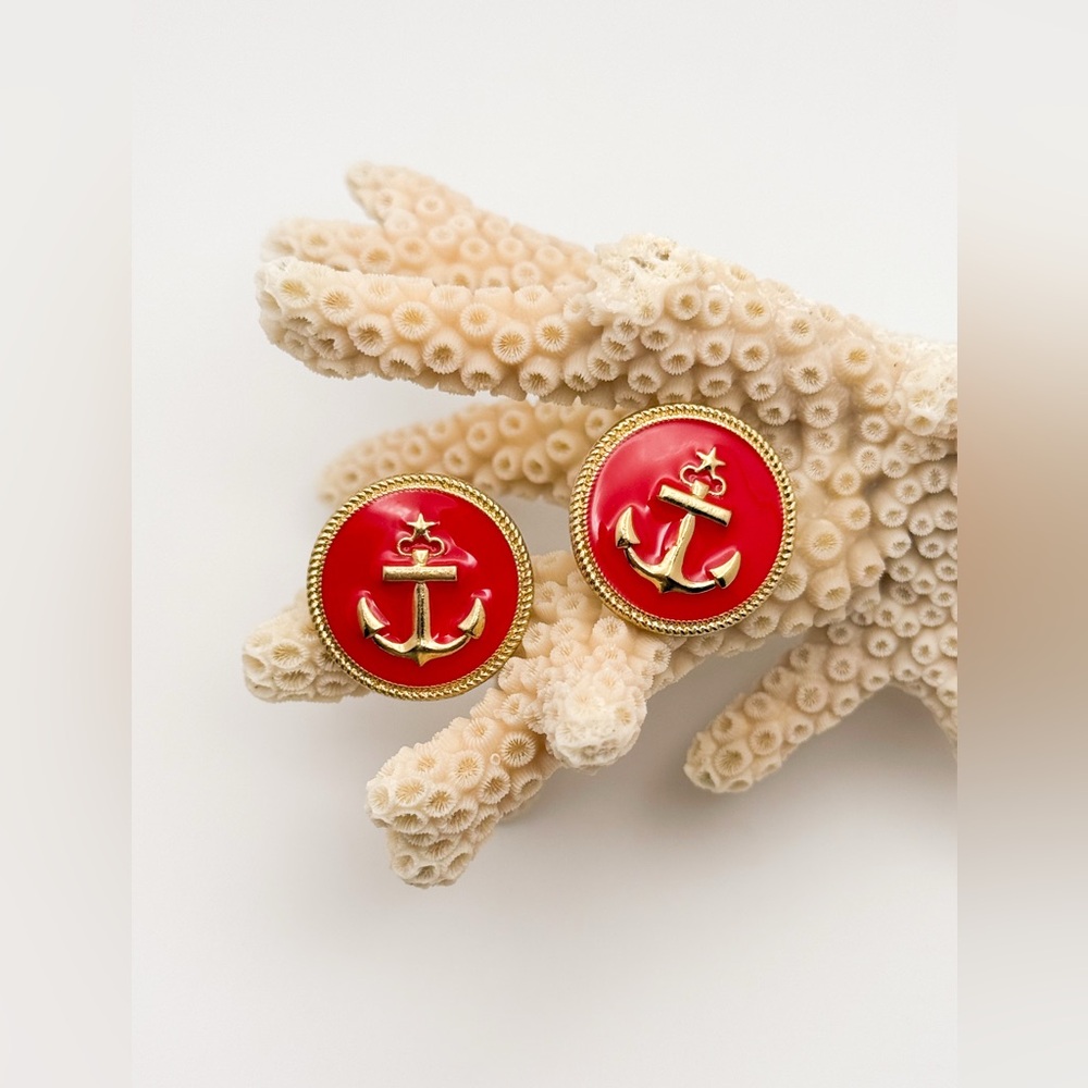 Jordan Alexa ❤️ Red and Gold 💛 Anchor ⚓️ Clip-On Earrings